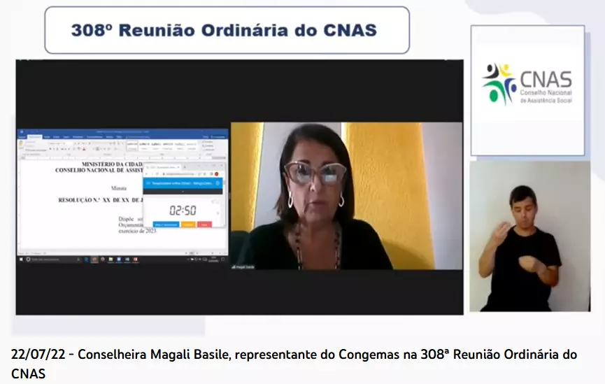 CNAS - Conselheira do Congemas manifesta preocupação dos municípios com PLOA 2023